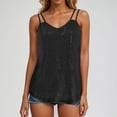 thumbnail image 4 of vigerkar Sequin Tops for Women V Neck Dressy Tank Tops Sparkly Party Club Night Disco Concert Outfits Black, S, 4 of 8