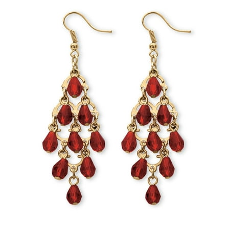 - Birthstone Teardrop Chandelier Earrings in Yellow Gold Tone