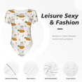 thumbnail image 4 of Bingfone Rabbit And Carrot Pattern Women's Round Neck Bodysuit, Tight Snap Button Short Sleeve Bodysuit, Suitable for Party, Sports, Daily Wear-Medium, 4 of 7