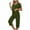 Army Green, variant on Women's 2 Piece Pajama Sets Cotton Pajamas Set Short Sleeve V Neck Top Capri Pants Sleepwear Lounge Set (Gray,S)