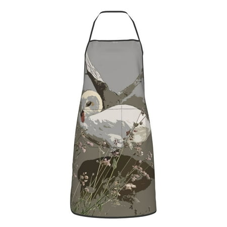 

XMXY Chef Aprons with Pockets for Women Men Swan Natural Feathers Waterproof Cooking Kitchen Aprons 28.3 x 20.4 inches
