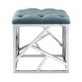 thumbnail image 2 of Modway Intersperse Tufted Velvet & Stainless Steel Ottoman in Silver/Sea Blue, 2 of 7