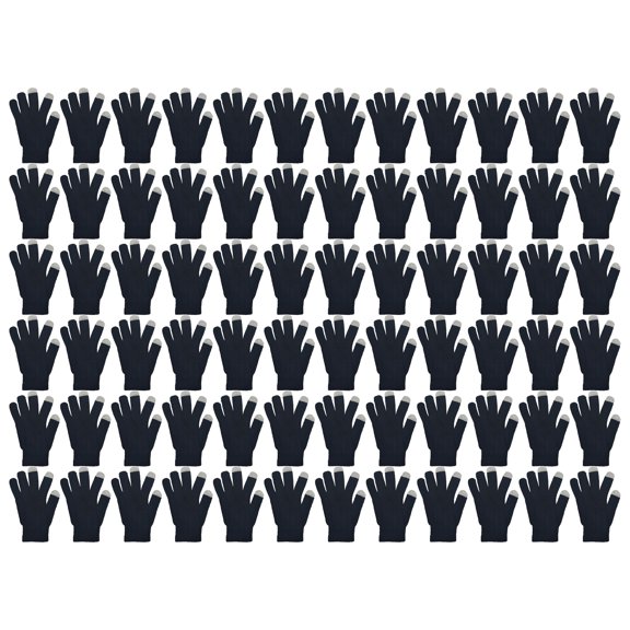 Wholesale Winter Gloves Beanies, Warm Thick Thermal Bulk Case Pack Unisex Men Women (Gloves, Black Touchscreen, 60 Pairs)