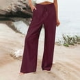 thumbnail image 2 of cFmduc Wide Leg Pants for Women Fall High Waisted Drawstring Pants Comfy Lightweight Straight Leg Casual Lounge Trousers with Pockets, 2 of 6