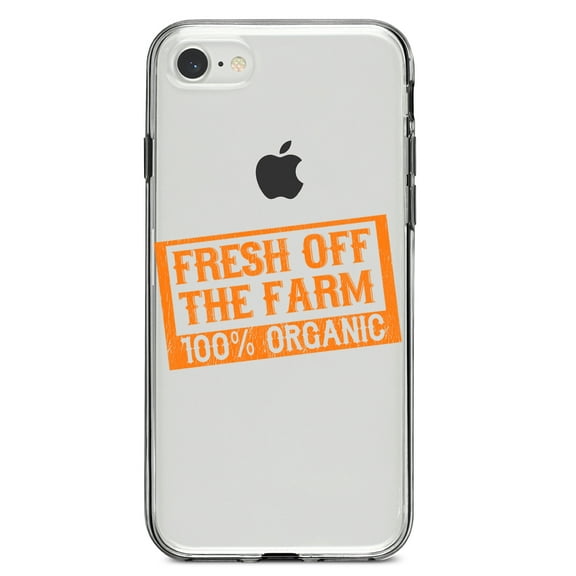 DistinctInk Clear Shockproof Hybrid Case for iPhone 7 8 SE (2020 Model) 4.7" Screen TPU Bumper Acrylic Back Tempered Glass Screen Protector - Fresh Off the Farm 100% Organic