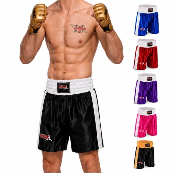 Men Boxing Shorts For Boxing Training Fitness Gym Cage Fight MMA Mauy Thai Kickboxing Trunks Clothing Black/White Small