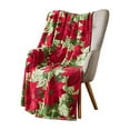 thumbnail image 2 of Serafina Home Christmas Poinsettia Decorative Throw Blanket: Soft Comfy Velvet Fleece with Floral Leaf Pattern, Accent for Couch Sofa Chair or Bed, 2 of 4