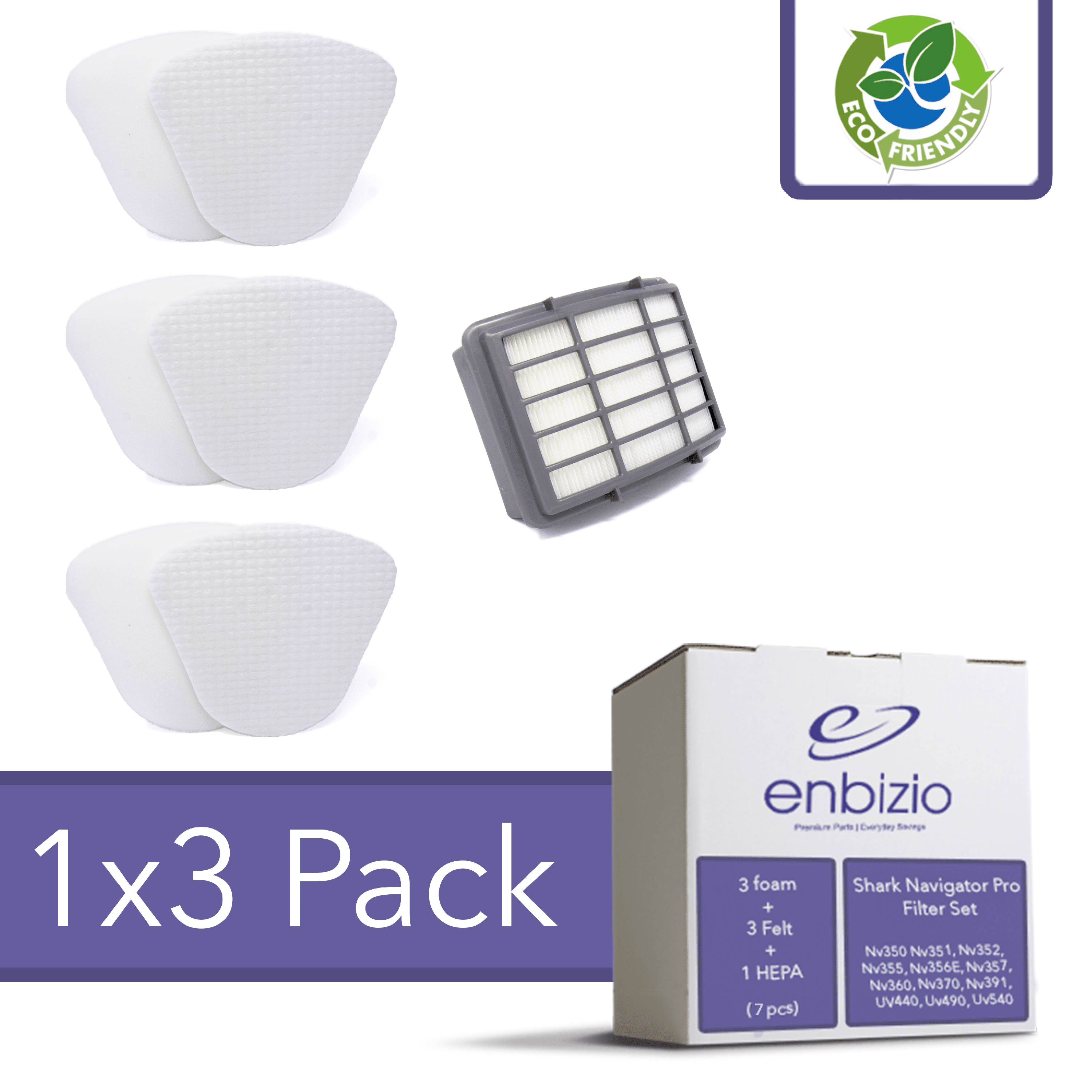 Vacuum Filter Replacement Part 1 HEPA Filter + 3 Foam + 3