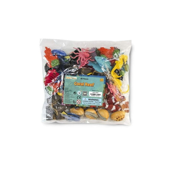 Safari Ltd. Coral Reef Exploration Bulk Bag - 48 Miniature Ocean Life Figurines - Toy Set for Boys, Girls & Kids Ages 3 