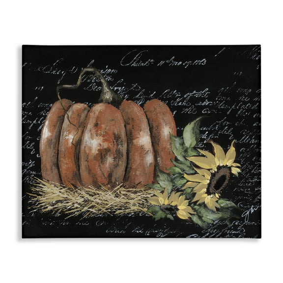Stupell Industries Autumn Country Pumpkin Botanical & Floral Painting Gallery Wrapped Canvas Art Print Wall Art, 20 x 16