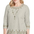 thumbnail image 4 of Alfred Dunner Womens Textured Medallion Bordered Top With Necklace, 4 of 4