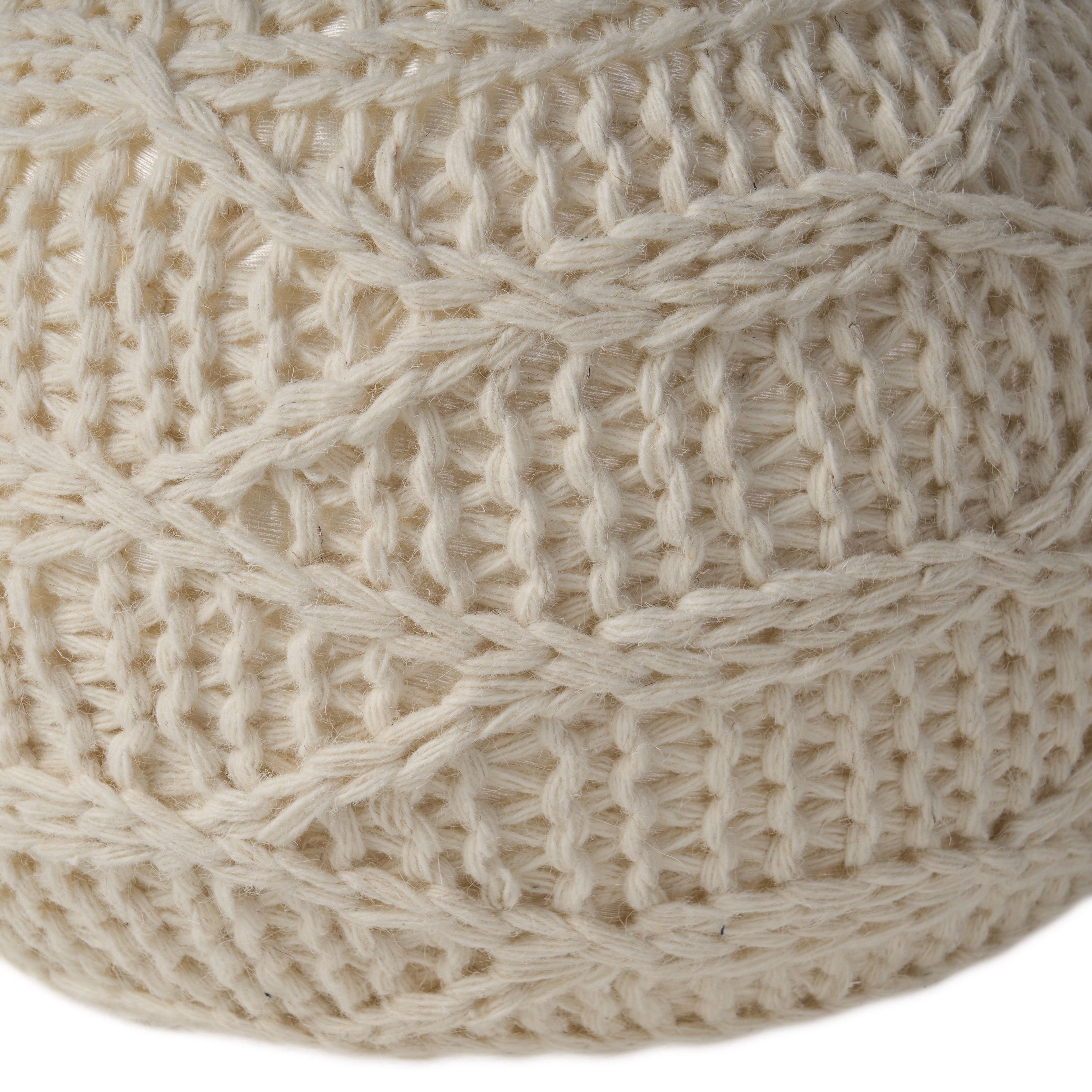 Noble House Stefan Fabric Handmade Pouf, Cream