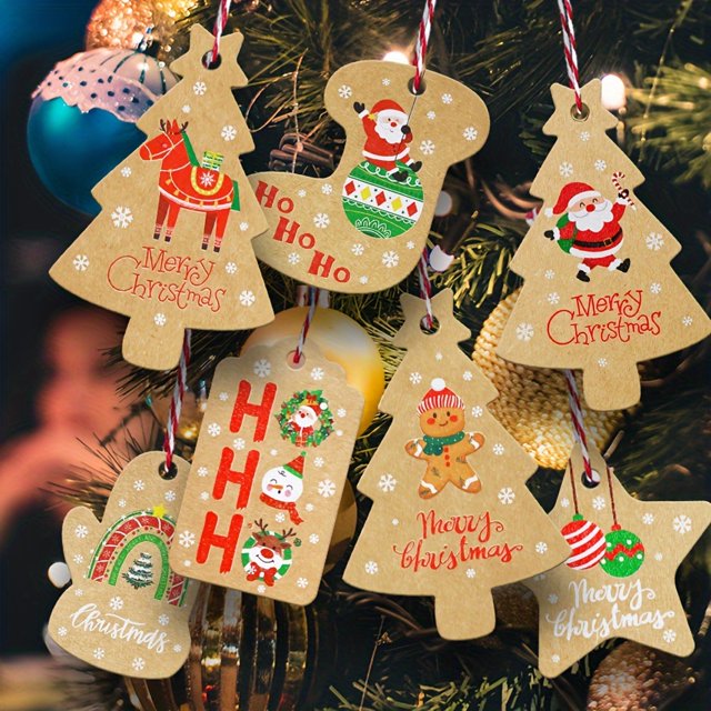 150PCS Christmas Kraft Paper Gift Tags With Cord Christmas Tree, Christmas Tree Paper Hang Tags, Gift Tag Packaging For Arts And Crafts, Christmas Tree Party Kraft Paper Tags (with 150 Twine)