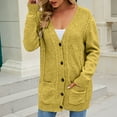 thumbnail image 4 of XFLWAM Women's Open Front Cardigan Sweater with Pockets Long Sleeve Cable Knit Button Down Loose Cardigan Sweater Outwear Yellow S, 4 of 6