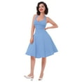thumbnail image 5 of IBTOM CASTLE Women's Vintage Polka Dot Audrey Dress 1950s Halter Retro Cocktail Prom Dress Rockabilly Wedding Hepburn 50's 60's Party Swing Gown S Blue - Pleated, 5 of 8
