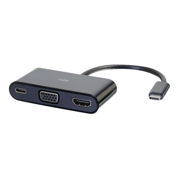 C2G 26884 Adaptateur Convertisseur USB-C vers HDMI et VGA avec Power Delivery - Noir - Adaptateur Vidéo Externe Ada