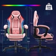 thumbnail image 3 of JONPONY Gaming Chair,Racing Style RGB LED Lights,Ergonomic Video Game Chair with Footrest and Lumbar Support ,High Back Reclining Computer Chair for Adults (Pink)), 3 of 9