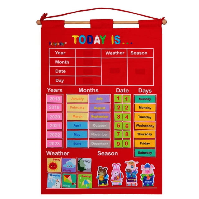 Calendario para colgar en la pared para niños, temporada meteorológica, fecha, meses, año, calendario para niños, calendario preescolar de educación temprana