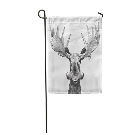 LADDKE Hipster Moose Handlebar Mustache Funny Character Facial Hair Garden Flag Decorative Flag House Banner 12x18 inch