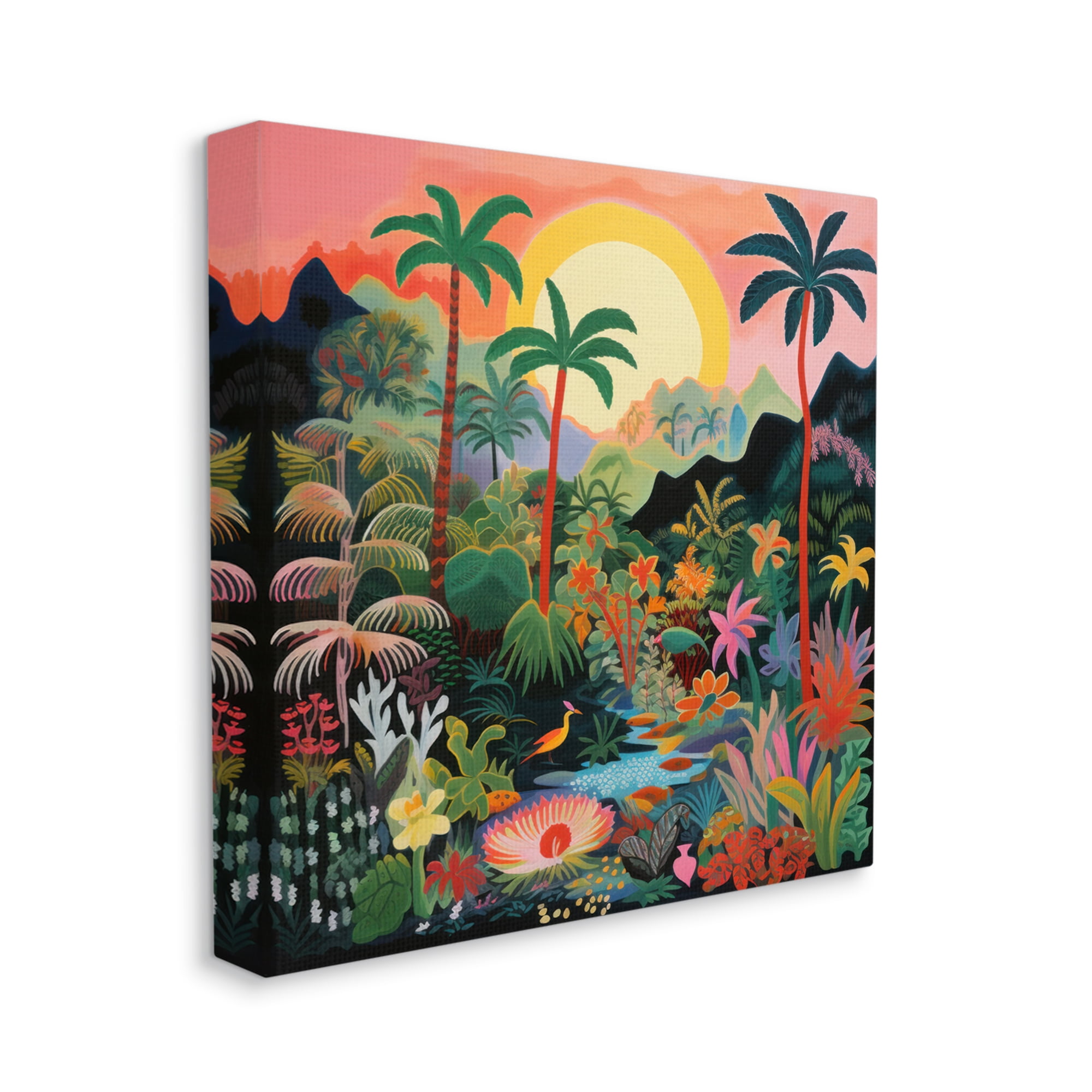 Stupell Industries River & Tropical Vegetation Landscape Painting Gallery Wrapped Canvas Art Print Wall Art, 36 x 36