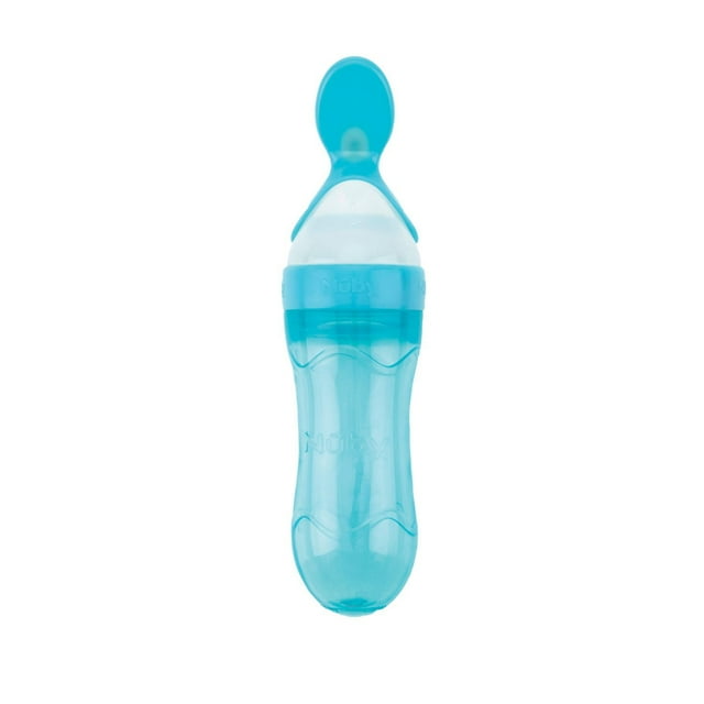 Cuillère Squeeze Feeder™ en silicone en 2 étapes de Nuby pour les enfants de 4 mois et +