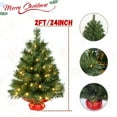 thumbnail image 6 of Bringstar 2ft Pre-Lit Artificial Mini Christmas Tree with 50 LED Lights, Tabletop Green Xmas Tree with Red Base for Holiday Home, Office, or Party Décor, 6 of 13
