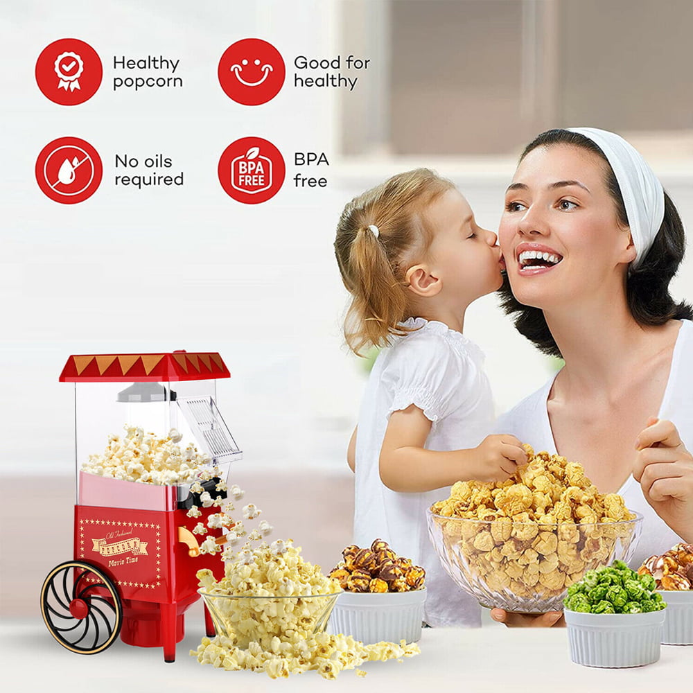5 Core Popcorn Machine Maker Popcorn Machine with Wheels, 1400 Watts, 120  V, Hot Air Popper Popping 12 Cup Retro Vintage Fashioned Style, For Movie  Parties. Red 5 Core POP 820 POP 820