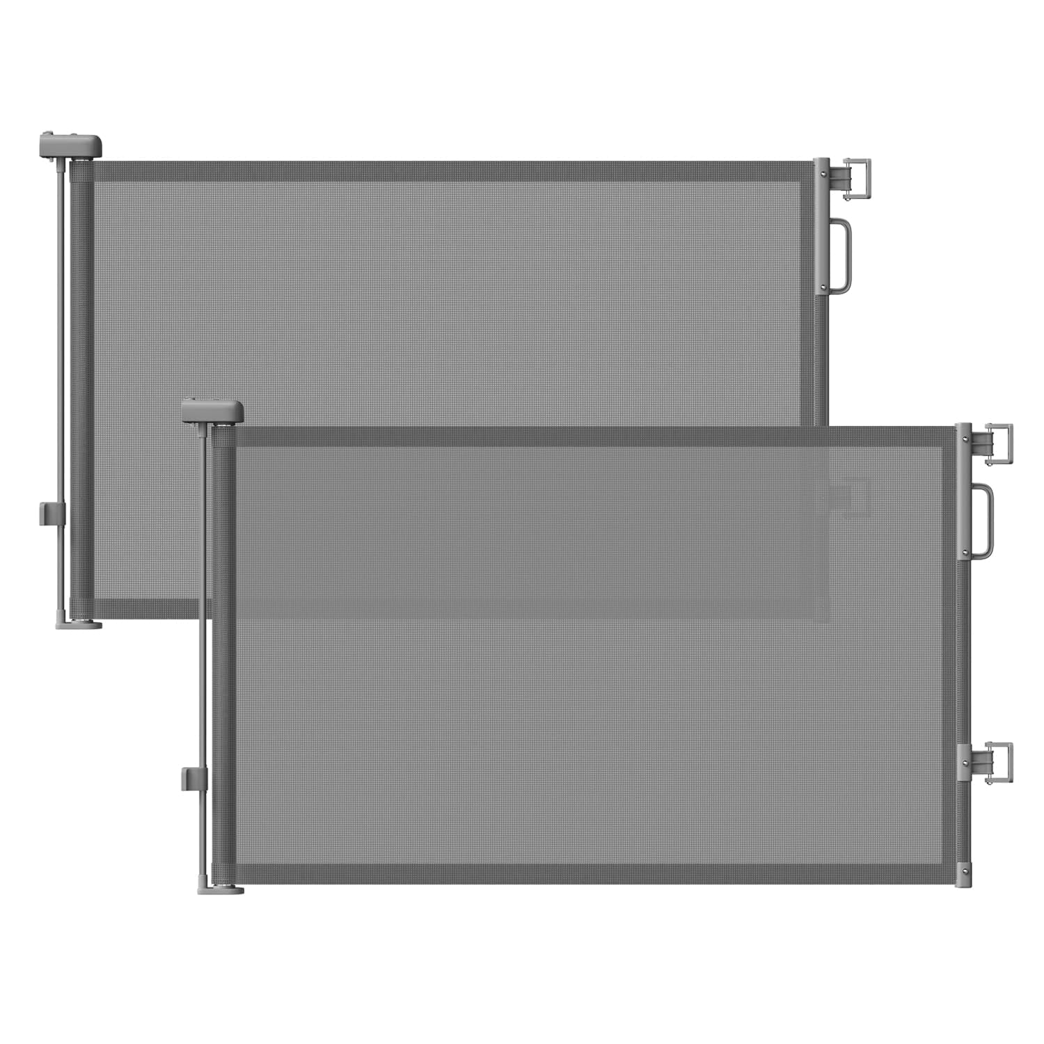 Retractable Gates 2 Pack 55" Wide Dog Gate Indoor 34" Tall For Stairs Doorways Hallways Deck Pet Safety Outdoor Homee Grey