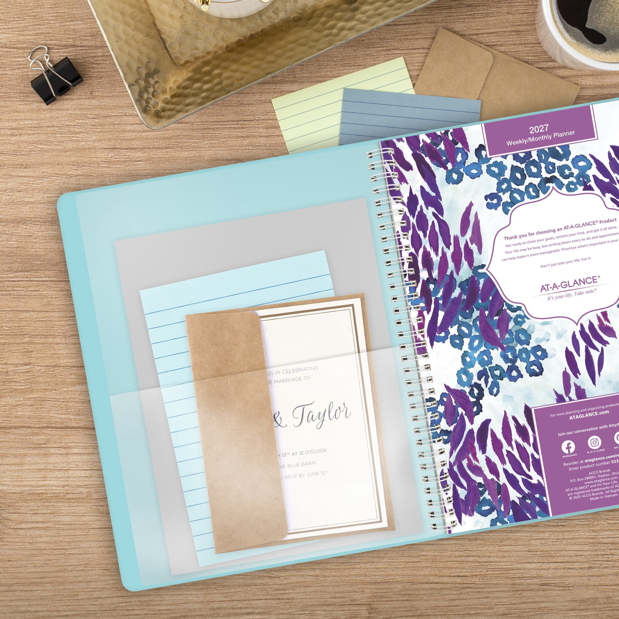 AT-A-GLANCE Wild Washes 2027 Weekly Monthly Appointment Book Planner Teal Large