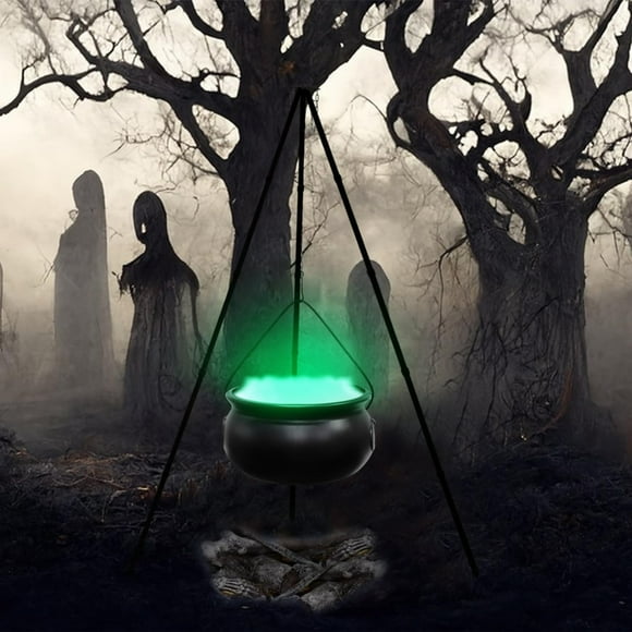 Supbessel Halloween Decoration Clearance Witch Cauldron Black Candy Bucket With Handle And Lights,Large Witch Cauldron On Tripod Halloween Candy Holder Pot Candy Bucket Plastic