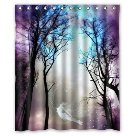 GreenDecor Best Cool Tranquil Moon Waterproof Shower Curtain Set with Hooks Bathroom Accessories Size 60x72