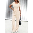 thumbnail image 7 of PRETTYGARDEN Womens 2 Piece Outfits Summer Ribbed Knit Button Short Sleeve Tops Casual Wide Leg Pants Lounge Sets, 7 of 7