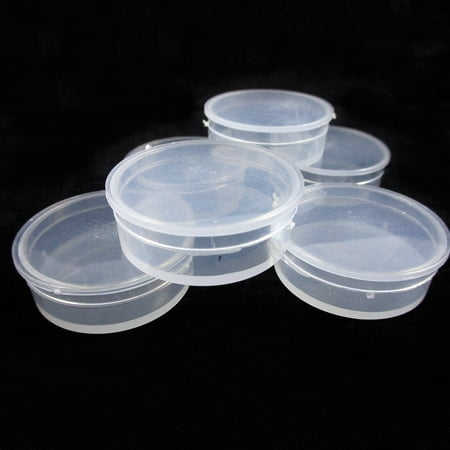 12 Pc Round Clear Jars Gemstone Storage Container Plastic Jar Jewelry