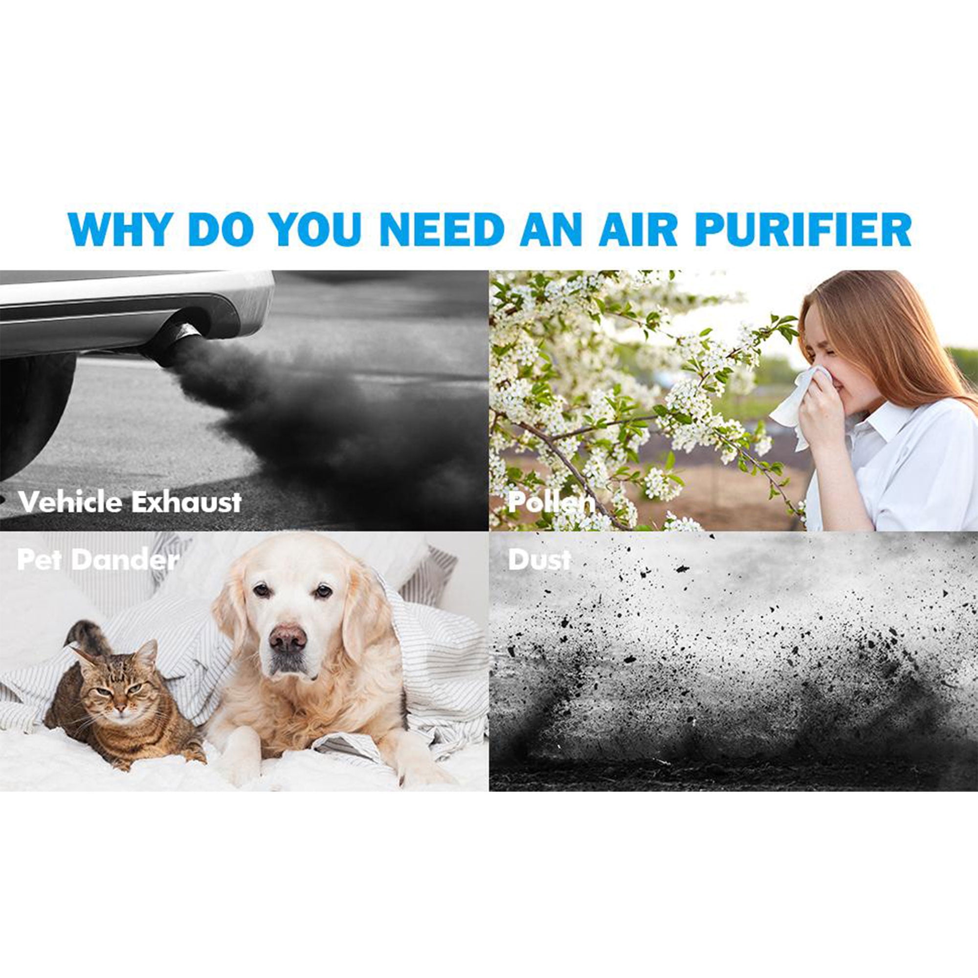 Mooka KJ203F-142 Home Air Purifier for Large Rooms w/ True HEPA Air Filter