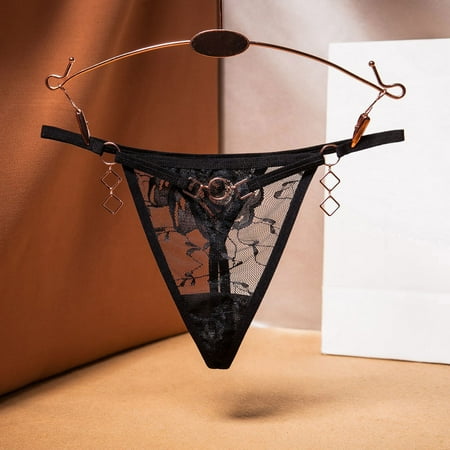 

eczipvz Plus Size Lingerie Women s Classic Cotton Lace Trim Thong Black