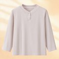 thumbnail image 2 of TOWED22 Boys Long Sleeve Henley Shirts Casual Crewneck Tees with Buttons Soft Shirts for Boys,Khaki,12-18 M, 2 of 9