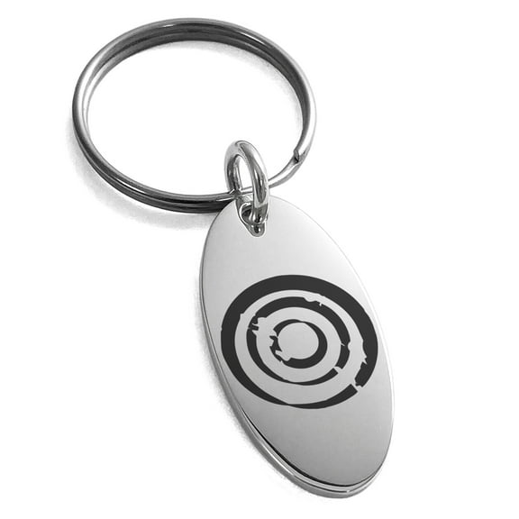 Stainless Steel Ancient Tribal Greatness Rune Engraved Small Oval Charm Keychain Keyring