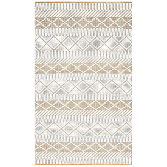 SAFAVIEH Natura Aaron Geometric Wool Area Rug, Ivory/Yellow, 8' x 10'