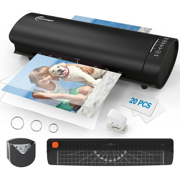 Laminator, Laminator Machine with Laminating Sheets & 60s Warm Up, 6 in 1 Hot & Cold A4 Laminating Machine, 9-Inch Personal Thermal Laminator with 20 Pouches for Home School Office