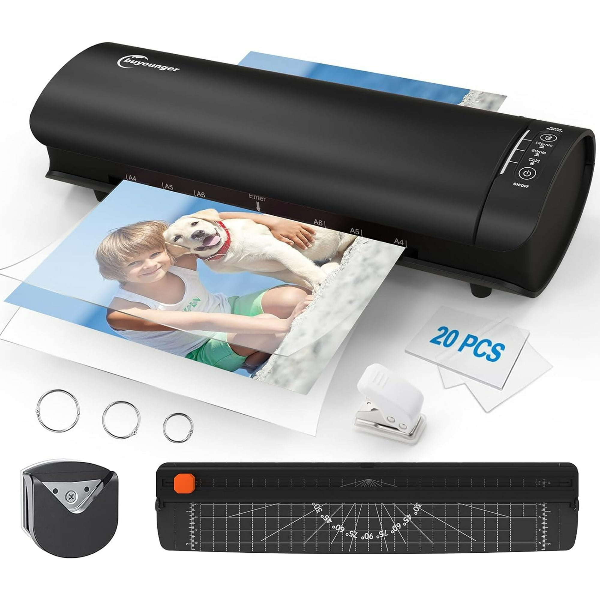 Laminator, Laminator Machine with Laminating Sheets & 60s Warm Up, 6 in 1 Hot & Cold A4 Laminating Machine, 9-Inch Personal Thermal Laminator with 20 Pouches for Home School Office