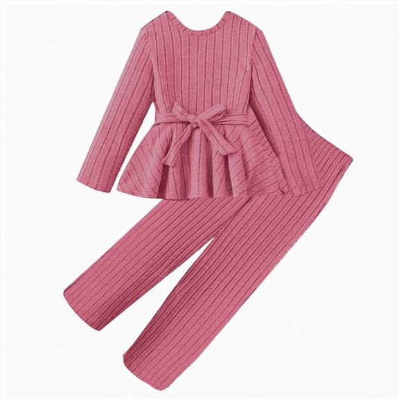 NOLDARES Toddler Baby Girl Clothes Cute Long Sleeve Sweatshirt Fall Winter Outfits Kids Joggers Pants 2Pcs Soft Set(Hot Pink,9-10 Y)