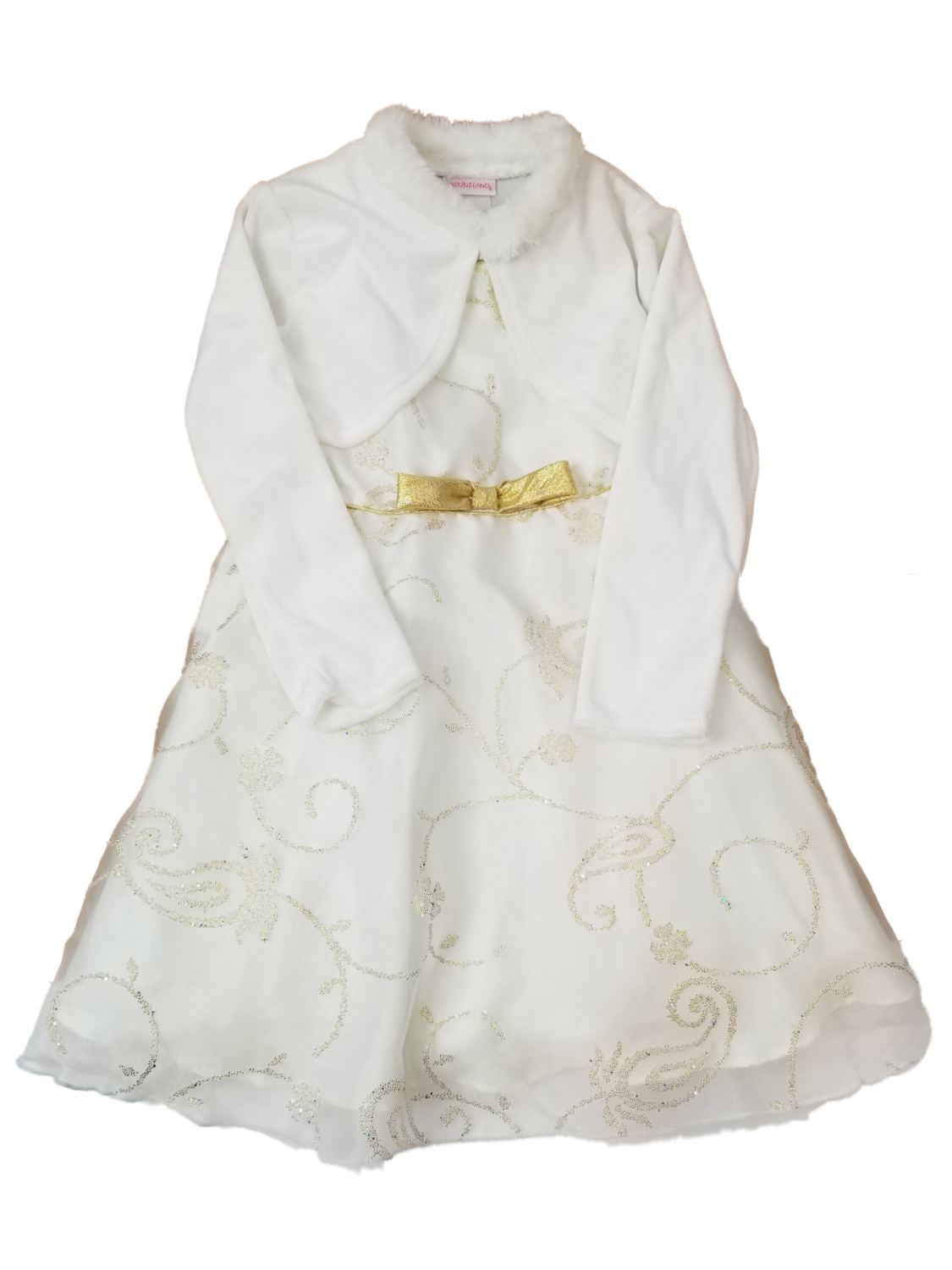 white and gold baby dress