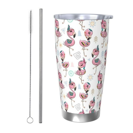 

Ocsxa Flamingos Tribal Pattern 20oz Travel Coffee Mug with Flip Lid Stainless Steel Insulated Insulated Coffee Mug Thermal Cup with Splash Proof Sliding Lid-Straw Two-piece Set