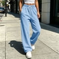 thumbnail image 5 of Oksale Womens Petite Sweatpants with Pockets Elastic Drawstring Waisted Straight Leg Sweat Pants Comfy Moisture Wicking Loose Gym Pants for Fall Blue S, 5 of 9