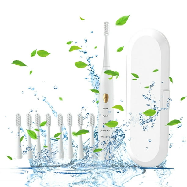 Cepillo de dientes eléctrico con 8 cabezales, 5 modos de limpieza, IPX7 (recientemente mejorado), mayor vida útil y carga más rápida.