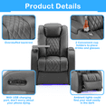 thumbnail image 3 of Weilianda Home Theater Seating Top Grain Nappa Leather Recliner Chair Dual Power Movie Gaming Sofa Electric Headrest with Tray Table Type-C USB Charge Cup Holders (Row of 5), 3 of 8
