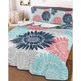 thumbnail image 3 of Quilts King Size Bedding Set, Pink Blue Grey Sunflowers Lightweight Quilted Comforter, Boho Retro Floral Rustic Blossom Reversible Bedspread Coverlet with Pillow Covers for All Season, 96" x 106", 3 of 7