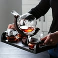 thumbnail image 3 of Globe Decanter Set with Lead-free Carafe Exquisite Wood-stand and 2 Whisky Glasses Whiskey Decanter Globe Grade New Dropshipping Sets, 3 of 5