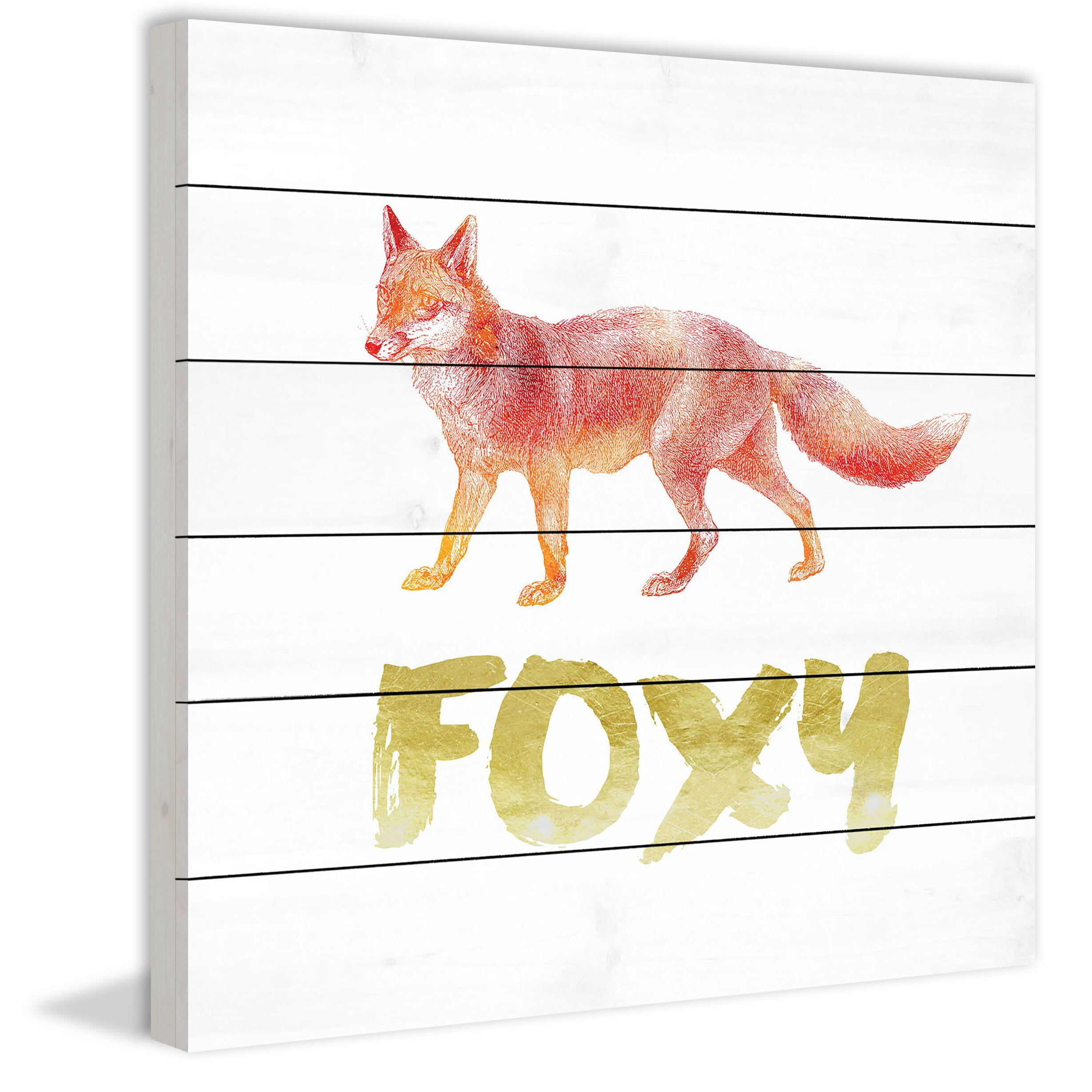 "Foxy" Painting Print on White Wood