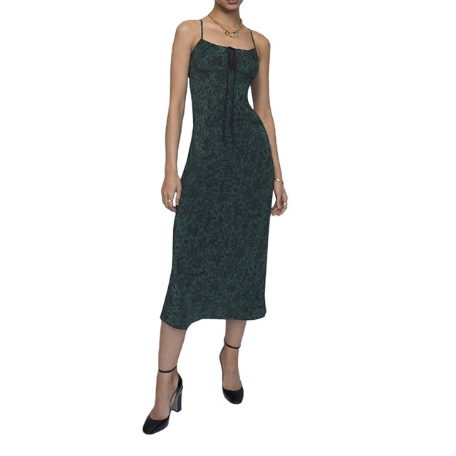 Txlixc Vestido largo sin mangas para mujer, de verano, con cuello en forma de U, estampado, correa de espagueti, una sola pieza Txlixc Moda